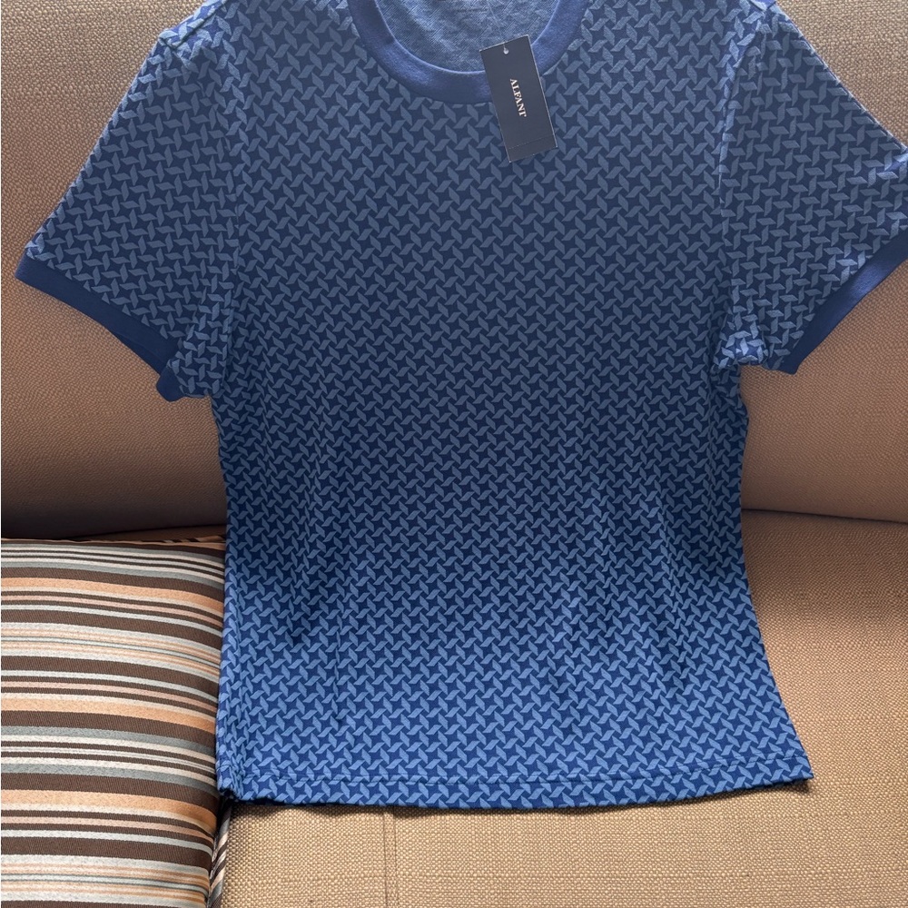 Alfani Blue Short Sleeve Tee with Geometric Pattern